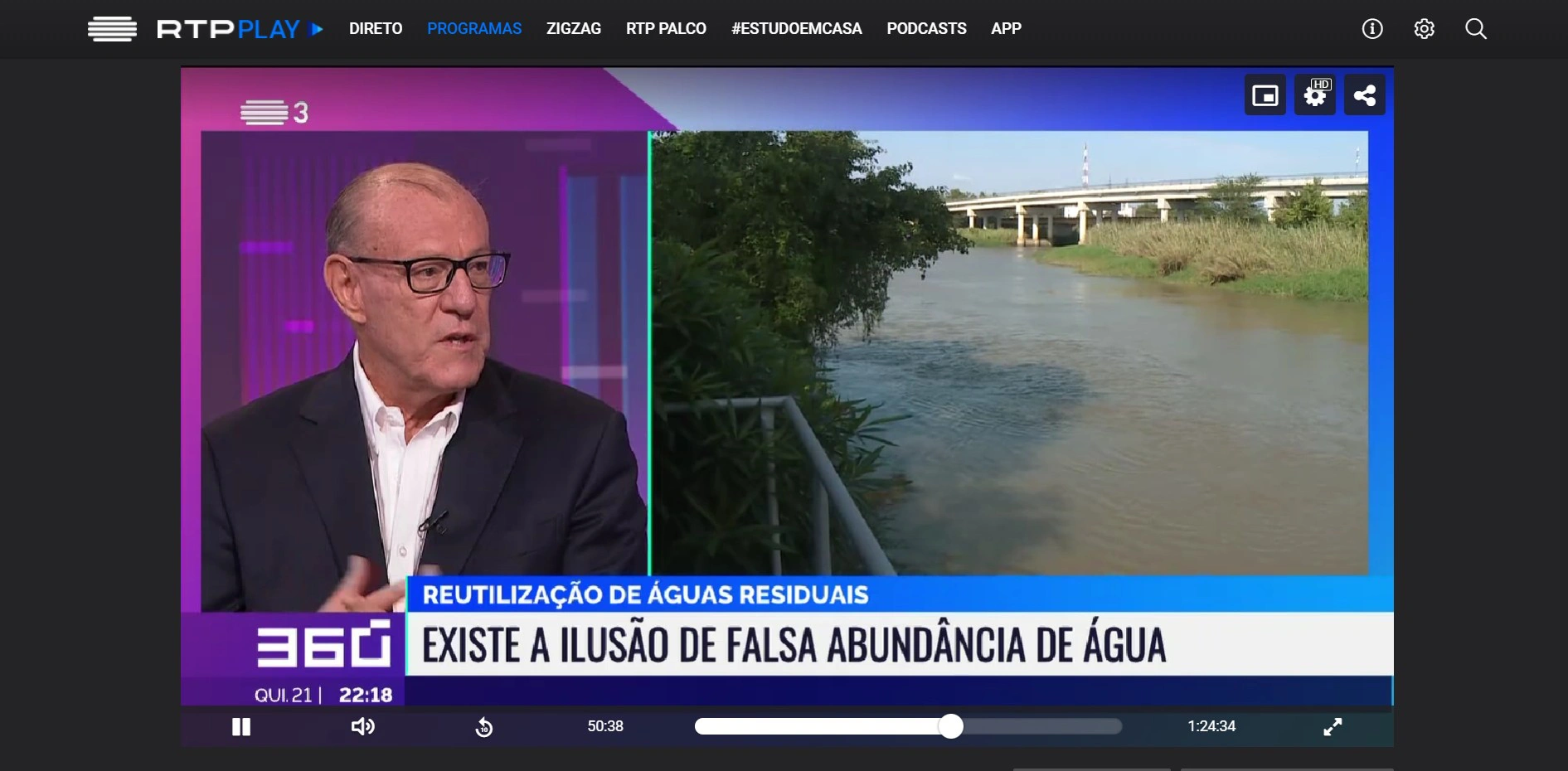 Professor Carmona Rodrigues no programa 360 - Temática "Reutilização de águas residuais"